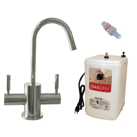 Westbrass Contemporary 10" Hot and Cold Water Dispenser and Tank in Polished Nickel D2051HFP-05